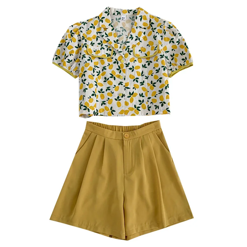 Fitaylor New Summer Women Two Piece Set Casual Printing Notched Single Breasted Short Shirts Tops+high Waist Wide Leg Shorts
Fitaylor New Summer Women Two Piece Set Casual Printing Notched Single Breasted Short Shirts Tops+high Waist Wide Leg Shorts