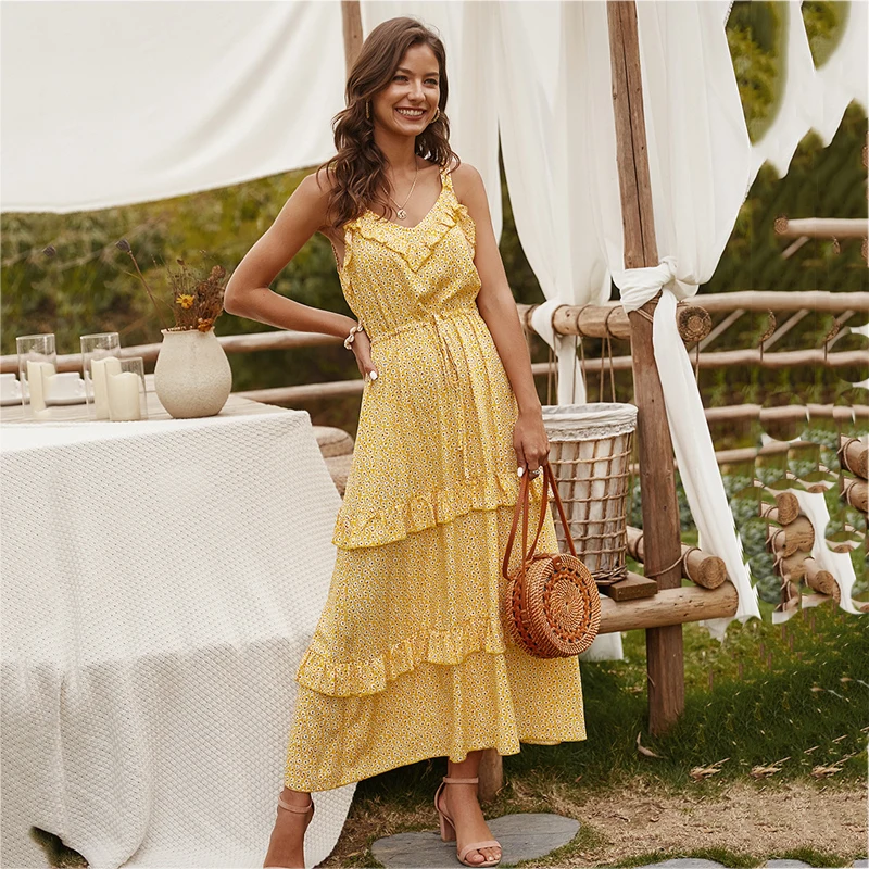 Women's printed casual mid-length dress 2020 suspenders V-neck sexy dress women 
Women's printed casual mid-length dress 2020 suspenders V-neck sexy dress women