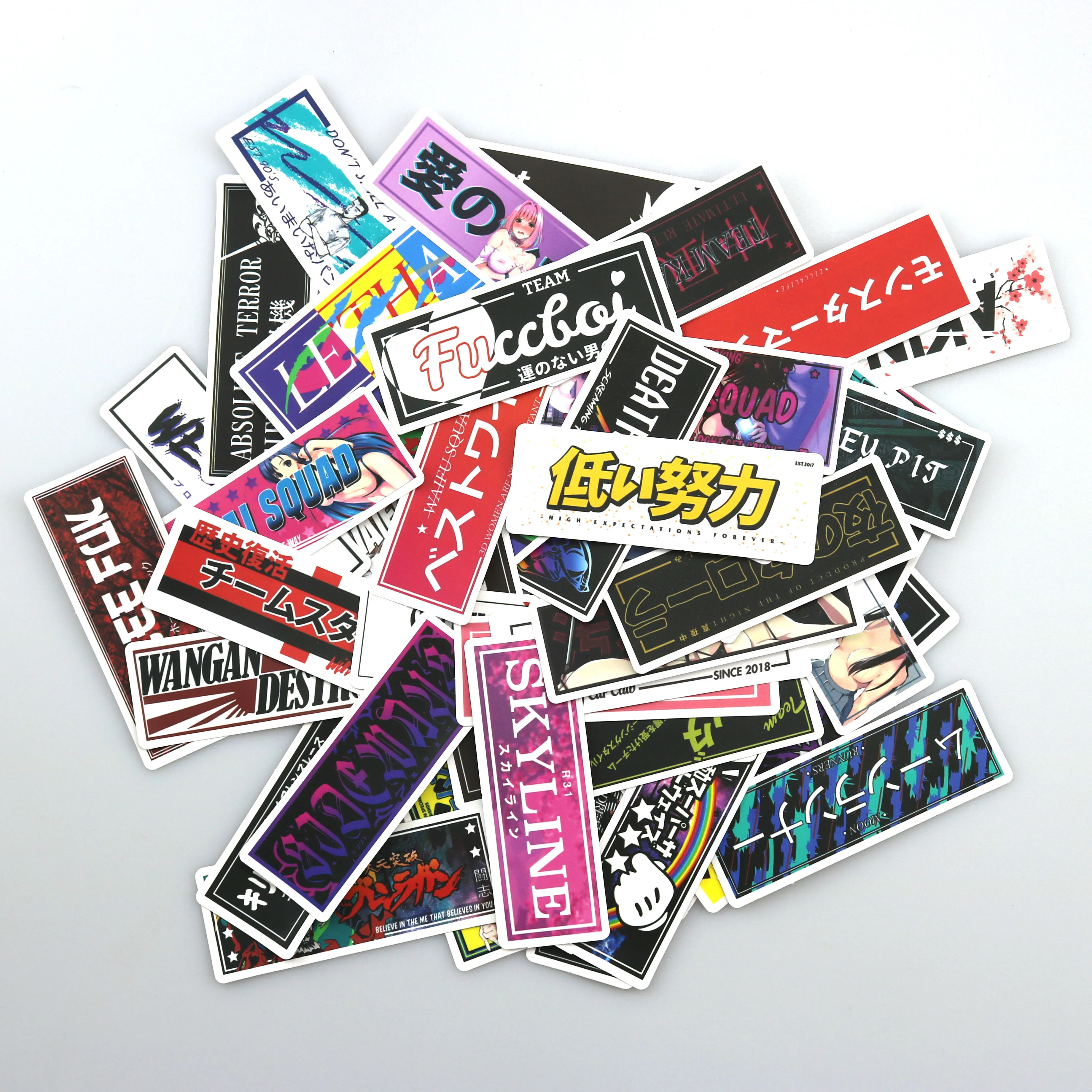 

50PCS Racing style JDM Stickers For Waterproof Decal Laptop Motorcycle Luggage Snowboard Fridge Phone Car Sticker