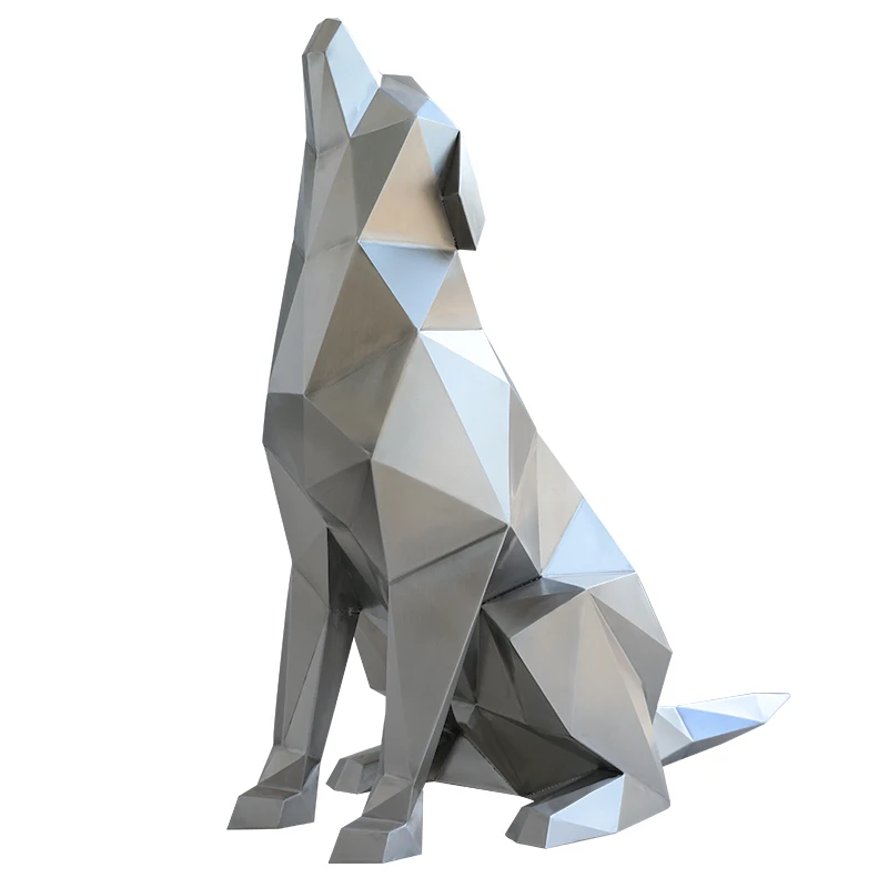 Stainless steel outdoor geometric dog landing sculpture animal ornaments garden landscape at the door of the hotel sales office
Stainless steel outdoor geometric dog landing sculpture animal ornaments garden landscape at the door of the hotel sales office