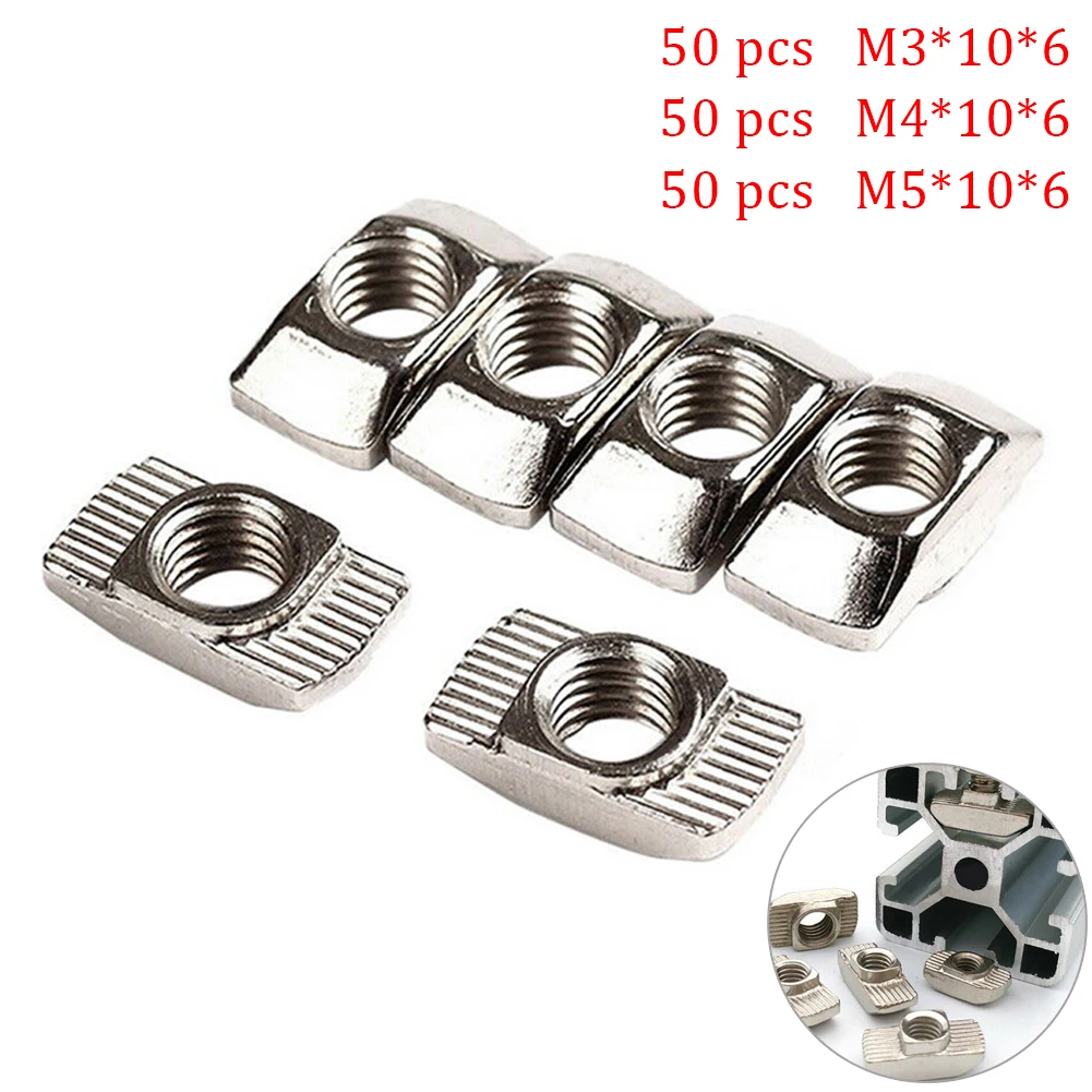 50Pcs M3/M4/M5*10*6 For 20 Series Slot T-nut Sliding T Nut Thread Hammer Drop In Nut Fasten Connector 2020 Aluminum Extrusion
50Pcs M3/M4/M5*10*6 For 20 Series Slot T-nut Sliding T Nut Thread Hammer Drop In Nut Fasten Connector 2020 Aluminum Extrusion