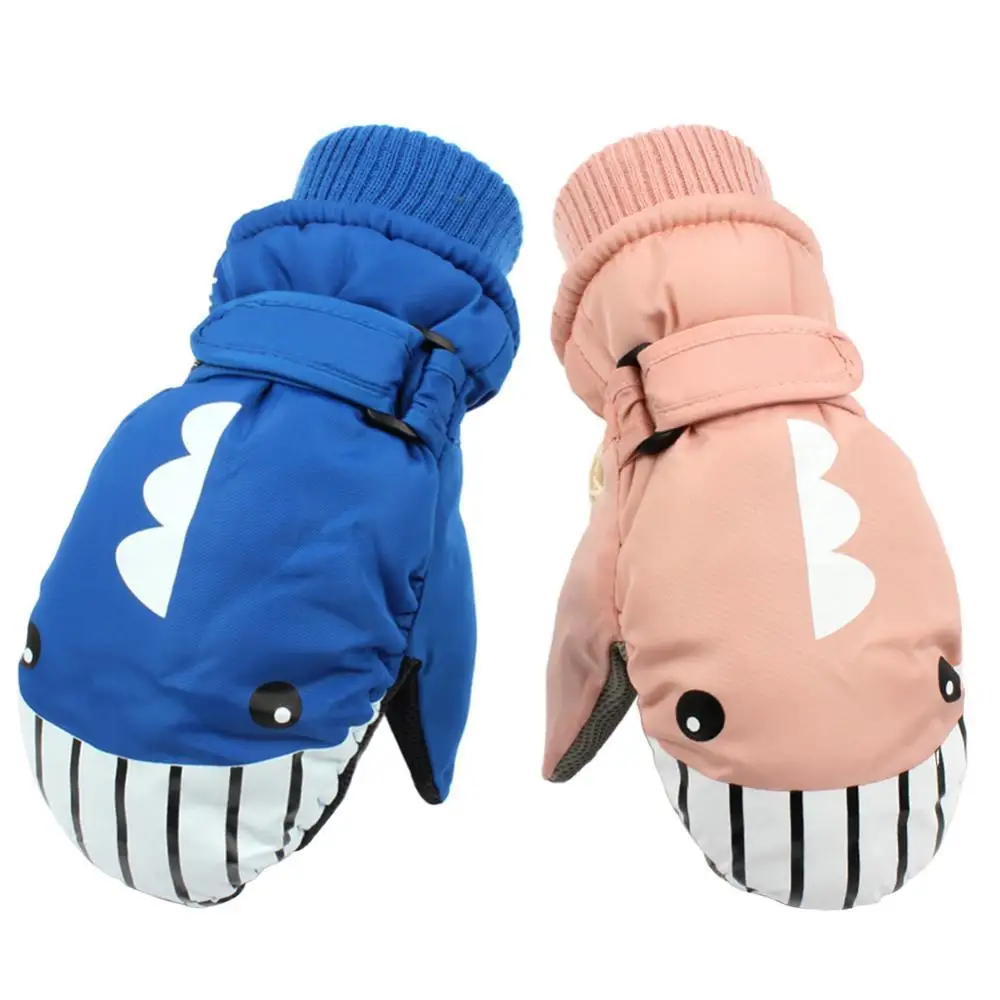 

80% Hot Sale Children Kids Warm Winter Plush Waterproof Shark Printing Waterproof Wear-Resistant Breathable Cycling Gloves