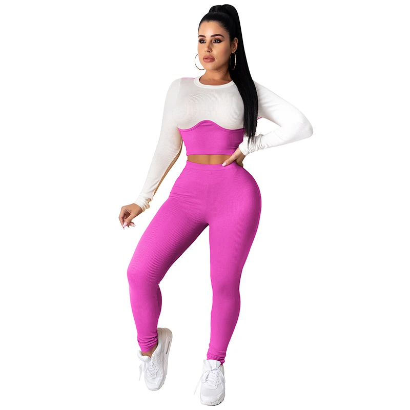 Solid Color Fit Long Sleeves Crop Tops & Pants Ribbing New Arrival Autumn Women Suit Simple Style Knitted 2 Piece Set
Solid Color Fit Long Sleeves Crop Tops & Pants Ribbing New Arrival Autumn Women Suit Simple Style Knitted 2 Piece Set