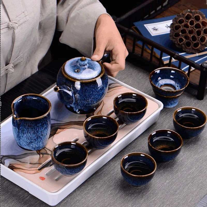 

Китайский чайный набор, керамический глазурь, чайная чашка, чайный сервиз Gaiwan, фарфоровый чайный сервиз, чайные принадлежности, наборы посу...