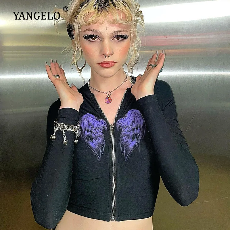 Harajuku Girl's Fashion Streetwear Wing Print Crop Tops Women's Zipper Cardigan Long Sleeve Coat Y2k Top Autumn Hooded Jacket
Harajuku Girl's Fashion Streetwear Wing Print Crop Tops Women's Zipper Cardigan Long Sleeve Coat Y2k Top Autumn Hooded Jacket