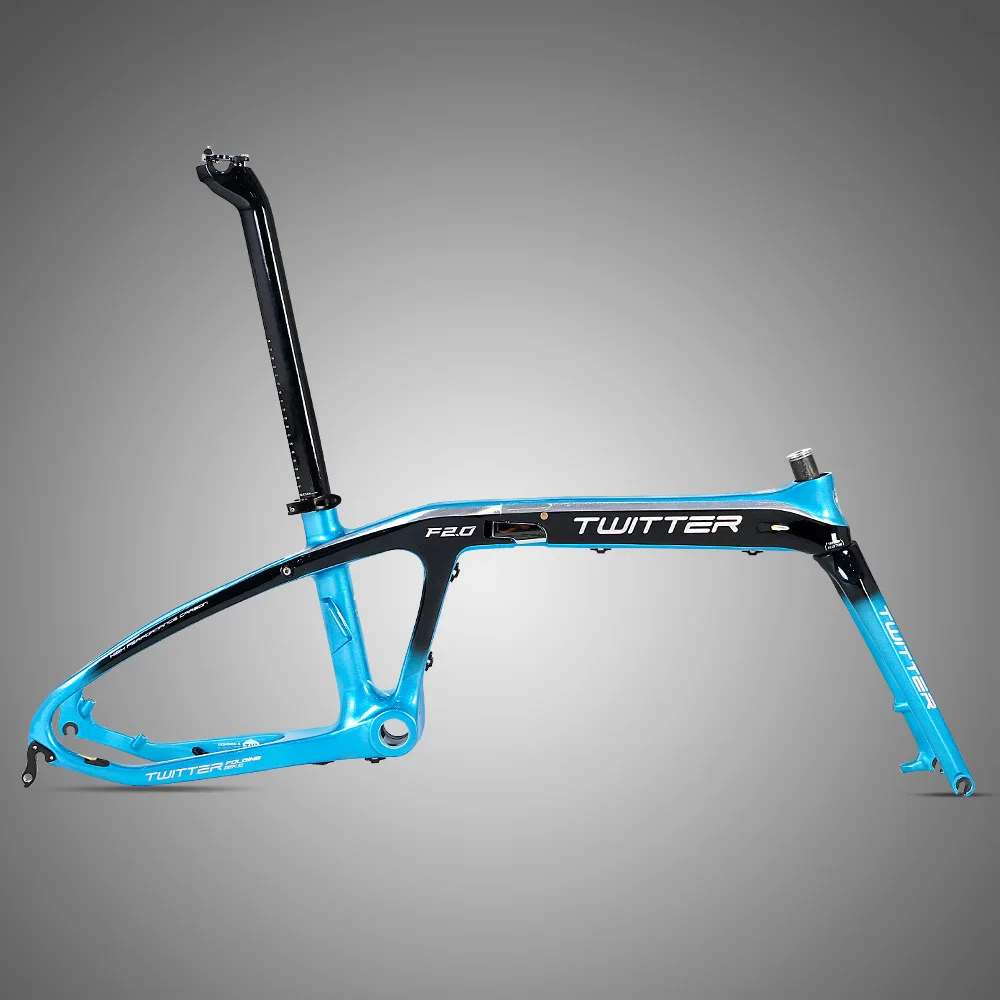 TWITTERUltralight carbon fiber folding frame small wheel frame 20 "with carbon front fork and seat tube light and easy to carry
TWITTERUltralight carbon fiber folding frame small wheel frame 20 "with carbon front fork and seat tube light and easy to carry
