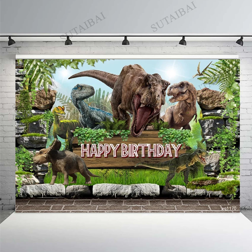 

Jurassic World Park Backdrop Children Birthday Party Banner Baby Shower Forest Jungle Dinosaur Photography Background Studio