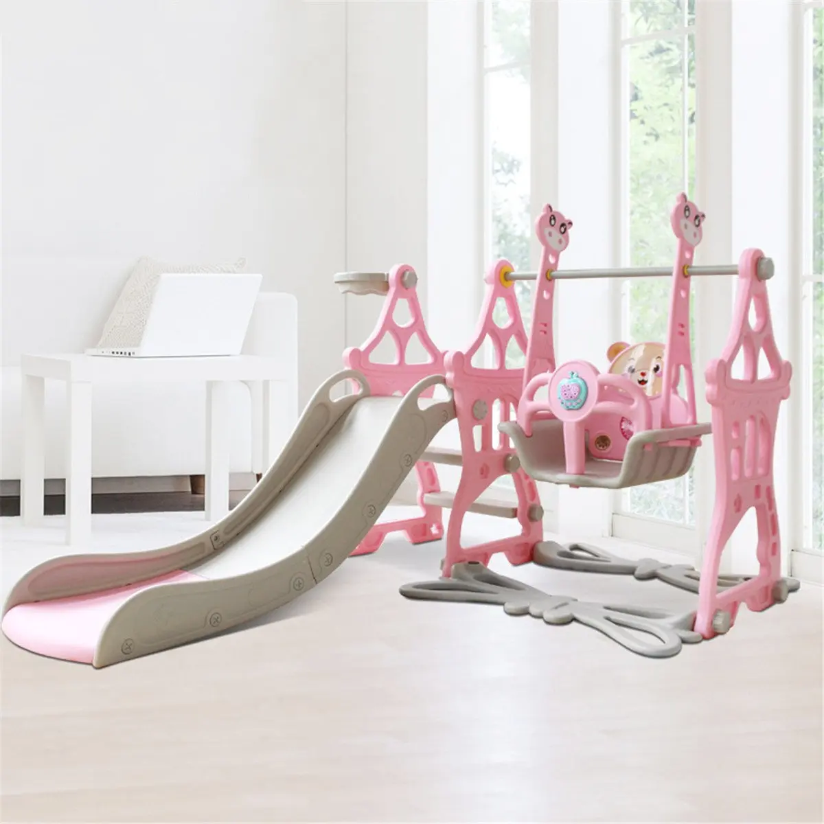3-in-1 Plastic Kids Slides And Swing With Basketball Hoop Child Home Playground Slides Indoor Eco-friendly Slider Swing Toy Sets
3-in-1 Plastic Kids Slides And Swing With Basketball Hoop Child Home Playground Slides Indoor Eco-friendly Slider Swing Toy Sets