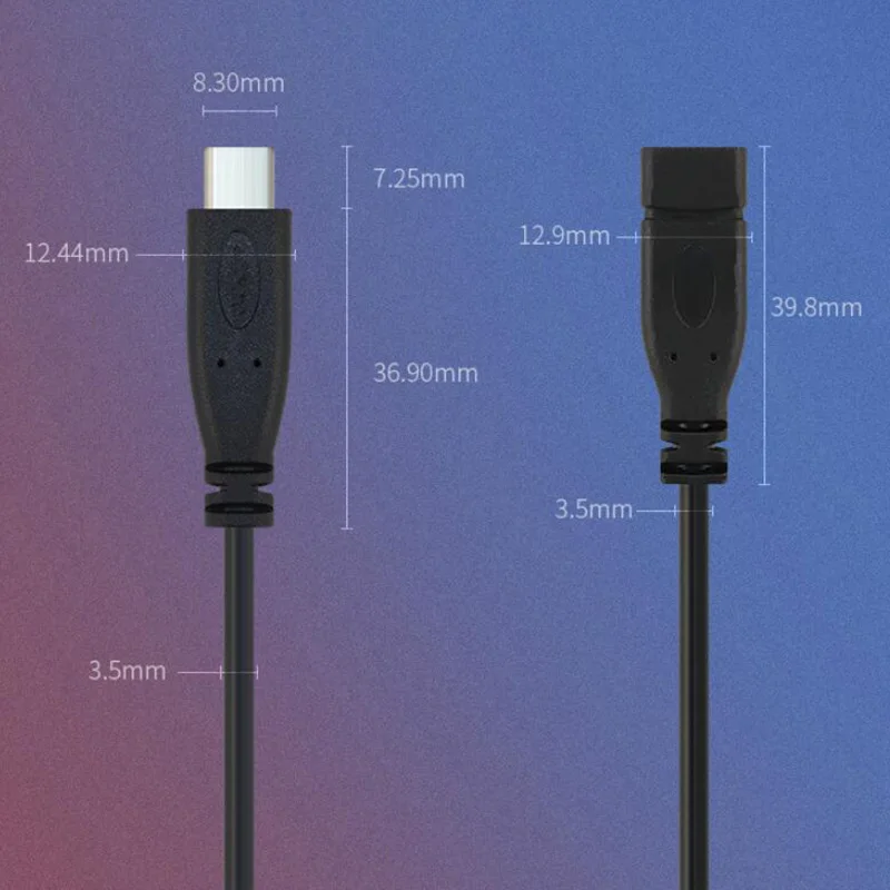 1 шт./5 шт. 2-контактный 4-контактный кабель для передачи данных 25 см USB 2 0 Type-C