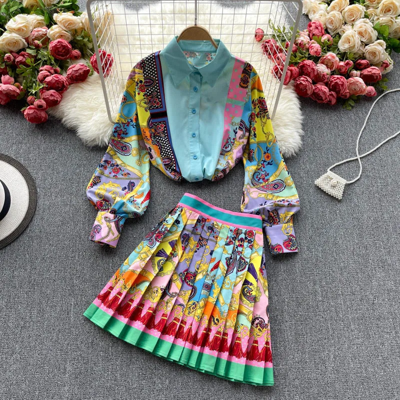 2021 Spring Fashion Temperament New Exotic Print Lapel Puff Sleeve Shirt Female High Waist Slim Slim Skirt Suit
2021 Spring Fashion Temperament New Exotic Print Lapel Puff Sleeve Shirt Female High Waist Slim Slim Skirt Suit