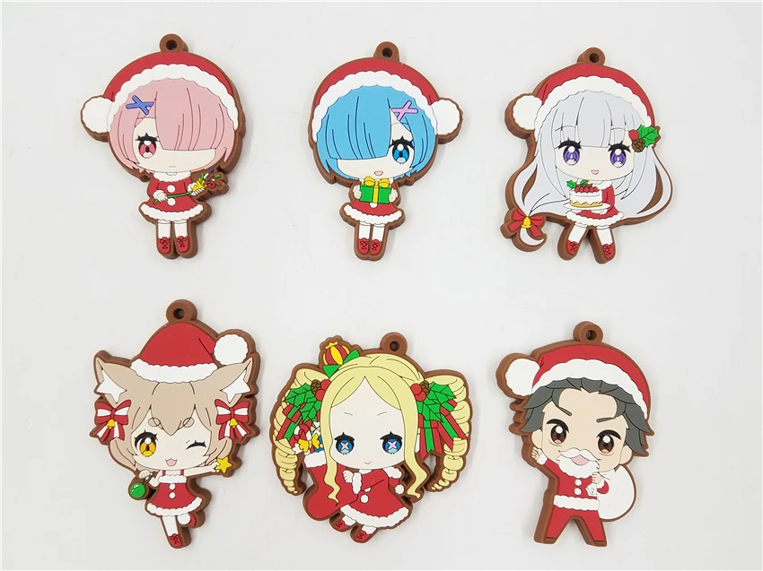 Резиновый брелок Rezero Relife Emilia Rem Ram Felix Subaru Felt X mas рождественское аниме Re:Zero kara Hajimeru