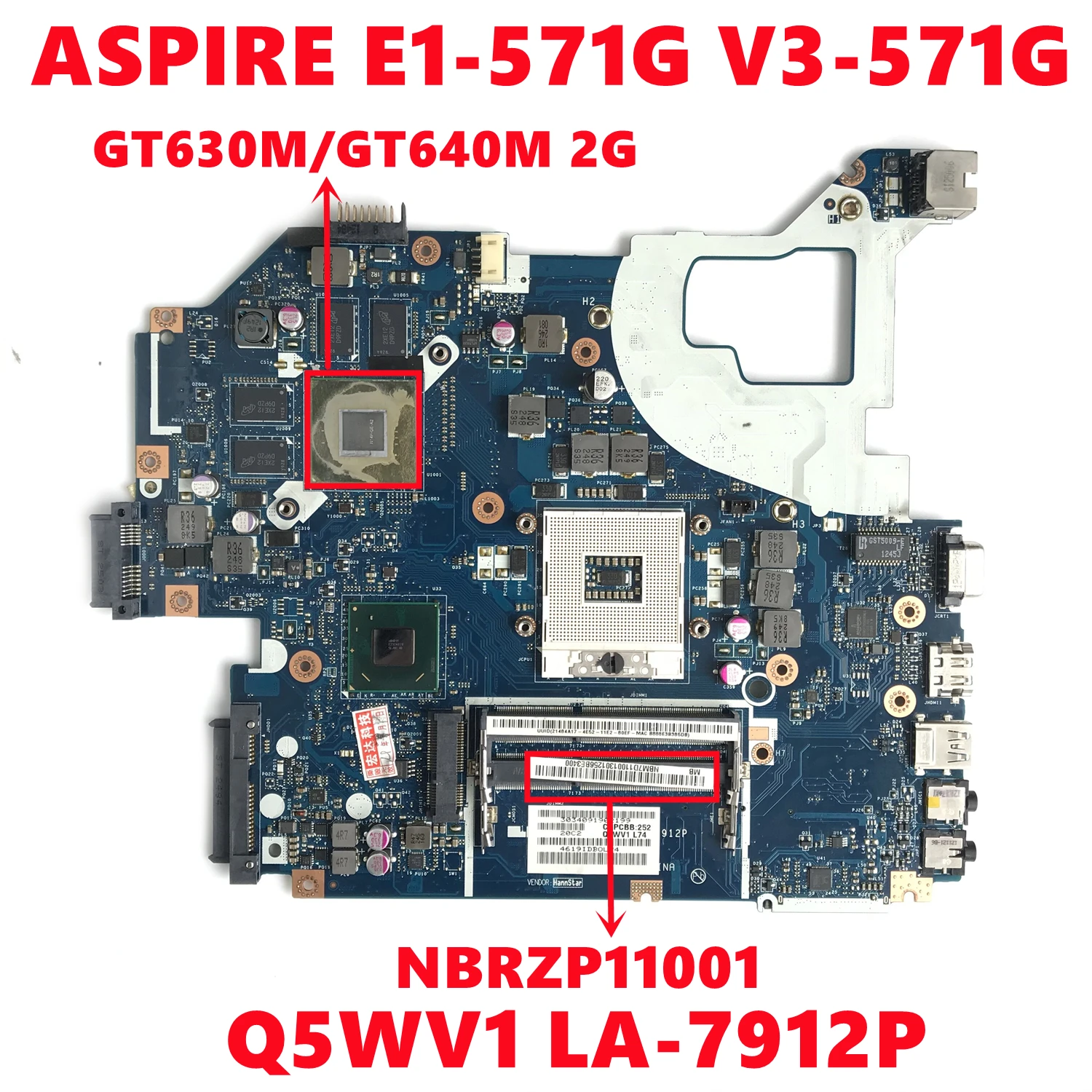 NBRZP11001 NB.RZP11.001 для Acer ASPIRE E1-571G материнская плата ноутбука Q5WV1 стандартная с фонарем