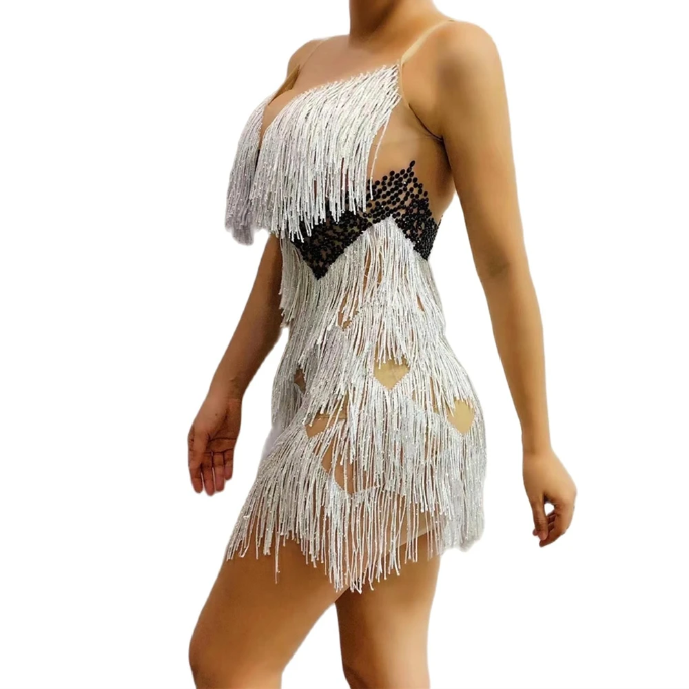 Women Birthday Celebrate Fringes Dresses Sexy Mesh Rhinestones Bodysuits Singer DJ Stage Evening Clothing Stage Outfit
Women Birthday Celebrate Fringes Dresses Sexy Mesh Rhinestones Bodysuits Singer DJ Stage Evening Clothing Stage Outfit