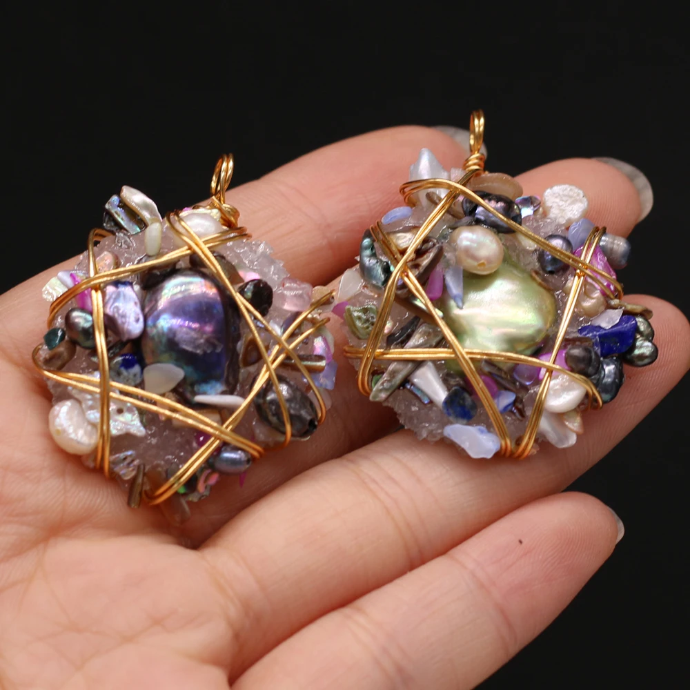 Natural Semi-precious Stones Pendant Pearl Amethyst Winding Gold Wire Pendant Jewelry for Making DIY Necklace Accessories
Natural Semi-precious Stones Pendant Pearl Amethyst Winding Gold Wire Pendant Jewelry for Making DIY Necklace Accessories
