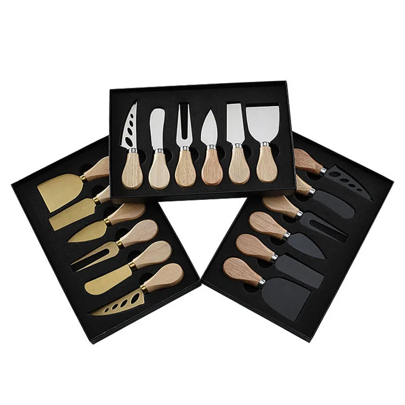 Premium 6-Piece Cheese Knife Set with Gift Box Complete Rubber Wood Handle Steel Stainless Cheese Knives Collection
Premium 6-Piece Cheese Knife Set with Gift Box Complete Rubber Wood Handle Steel Stainless Cheese Knives Collection