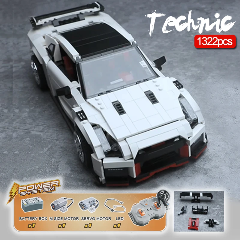 1322 шт. GTR R35 спортивный гоночный автомобиль строительные блоки совместимые с Technic