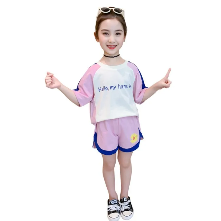2021 New Summer Girls' Children's Casual Summer Short-Sleeved Shorts Two-Piece Suit
2021 New Summer Girls' Children's Casual Summer Short-Sleeved Shorts Two-Piece Suit
