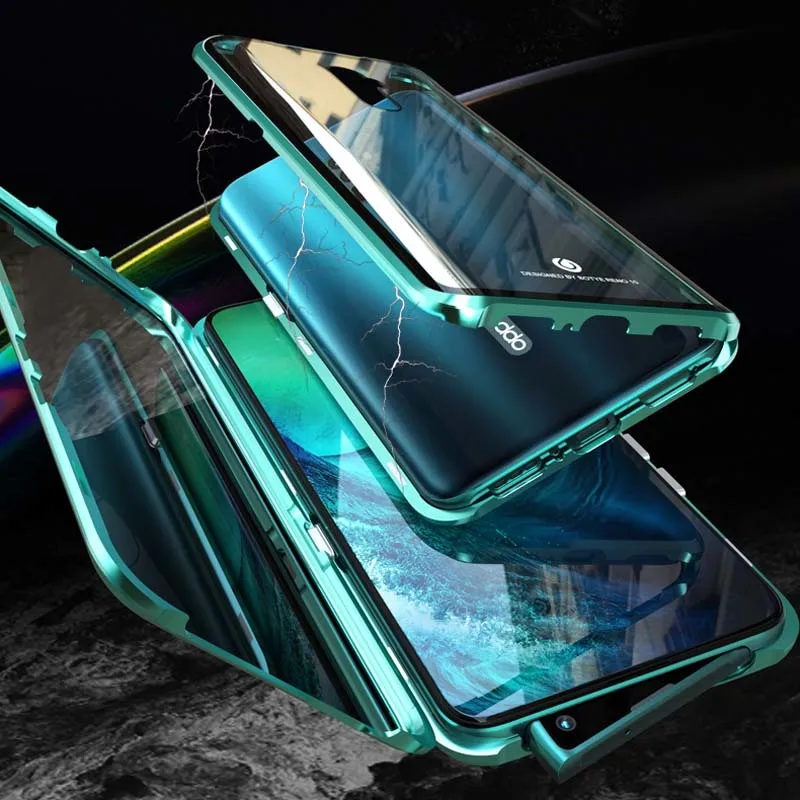 Металлический магнитный чехол для телефона OPPO RENO 2 10x Q Z из закаленного стекла Realme
