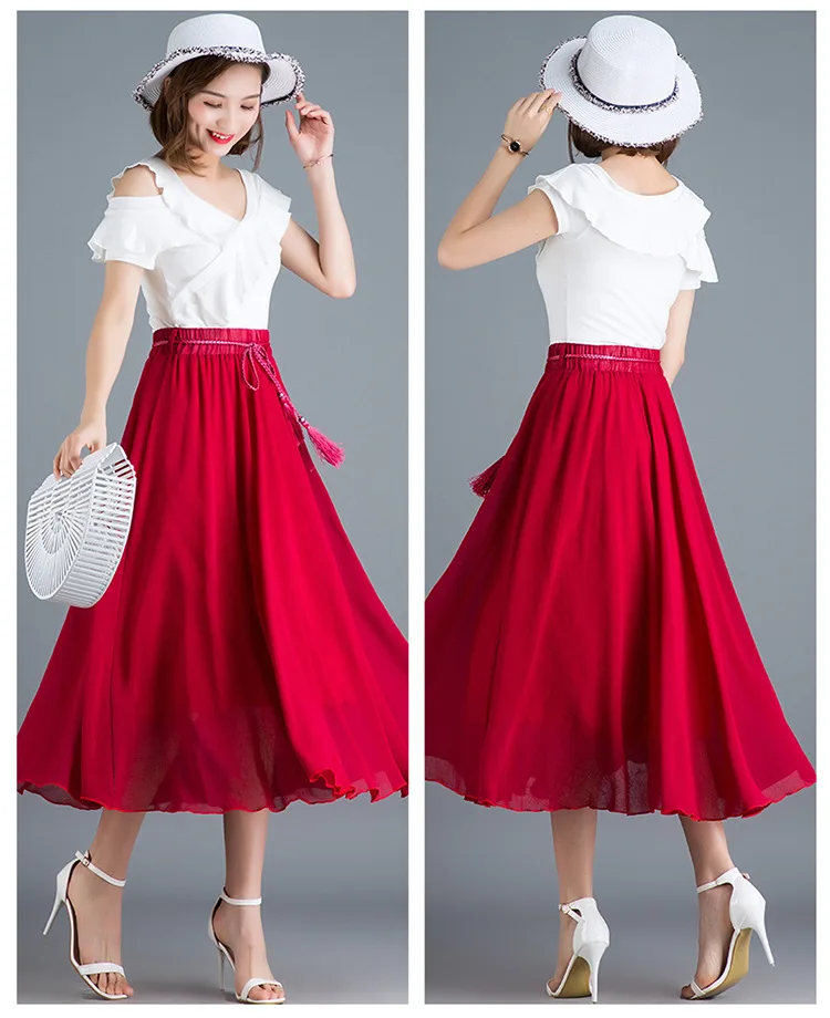 4 Colors Summer Pleated Skirts Women High Waisted Big Swing Fashion Loose Casual Vintage Elegant Beach Style Long Skirt R910
4 Colors Summer Pleated Skirts Women High Waisted Big Swing Fashion Loose Casual Vintage Elegant Beach Style Long Skirt R910
