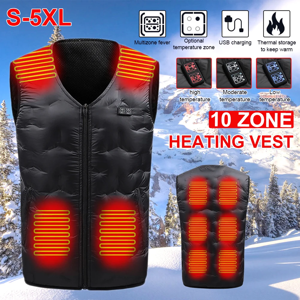 10 Zones Heated Vest Dual Control Electric Thermal Heating Vest Unisex Winter V-Neck Sleeveless Jacket Black S- 5XL
10 Zones Heated Vest Dual Control Electric Thermal Heating Vest Unisex Winter V-Neck Sleeveless Jacket Black S- 5XL