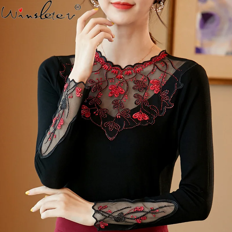 "Fall Korean Clothes M-4XL T-Shirt Sexy Patchwork Shiny Diamonds Women Tops Lace Design Bottoming Shirt Casual 2021 Tees T18812A
"Fall Korean Clothes M-4XL T-Shirt Sexy Patchwork Shiny Diamonds Women Tops Lace Design Bottoming Shirt Casual 2021 Tees T18812A