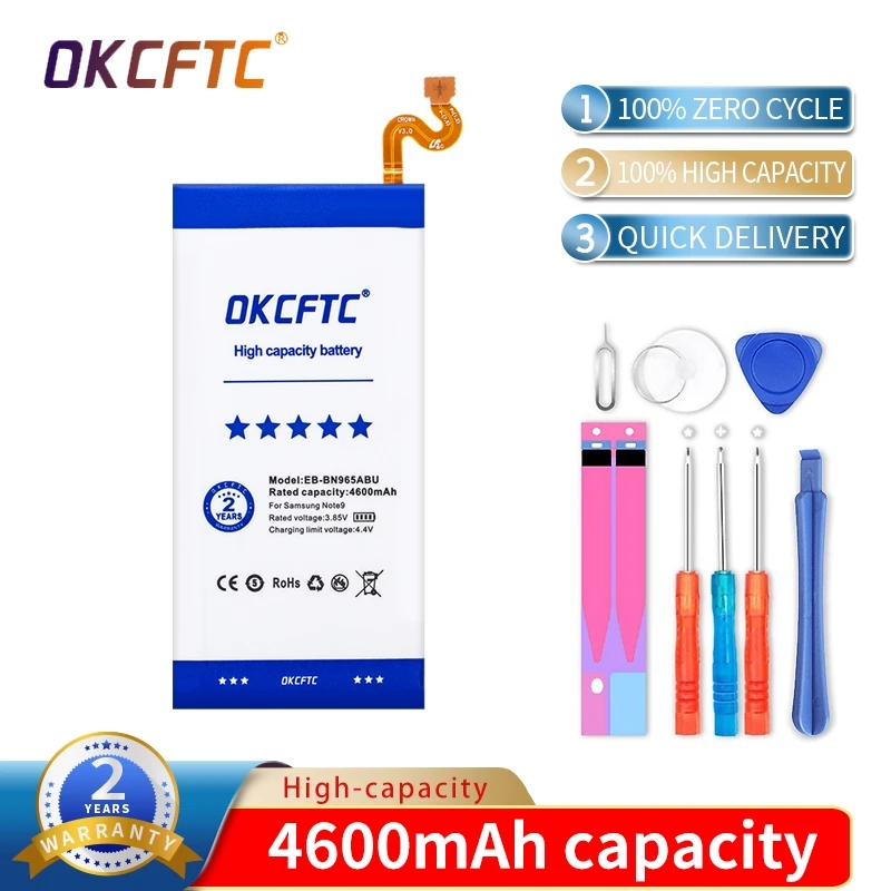 Original Replacement Battery EB-BN965ABU for Samsung Galaxy Note9 Note 9 N9600 SM-N9600 SM-N960F 4600mAh Phone Battery
Original Replacement Battery EB-BN965ABU for Samsung Galaxy Note9 Note 9 N9600 SM-N9600 SM-N960F 4600mAh Phone Battery