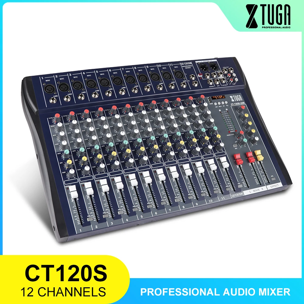 Xtuga CT120S USB 12 канальный микрофон линия аудио микшер микшерная консоль XLR вход 3