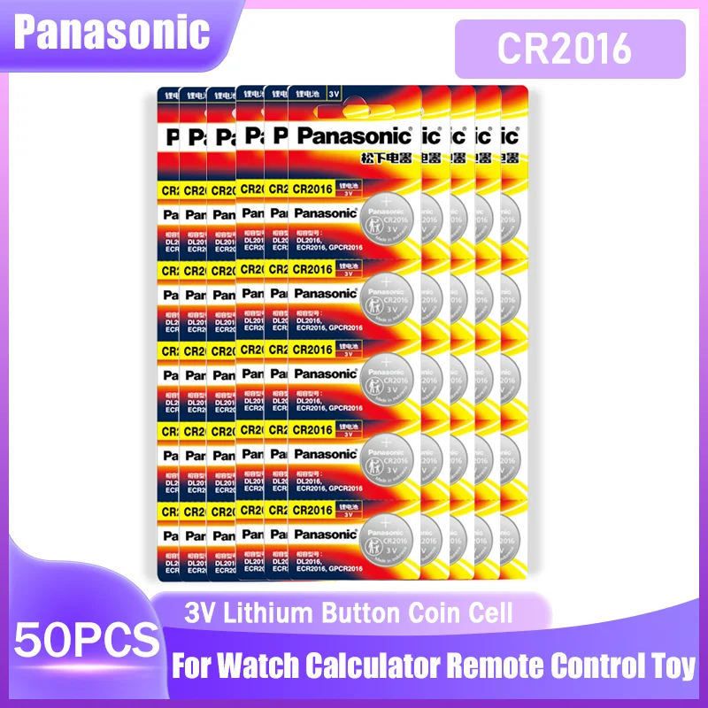 50 шт. оригинальный Panasonic CR2016 CR 2016 DL2016 ECR2016 BR2016 3 В литиевая батарея для светодиодных