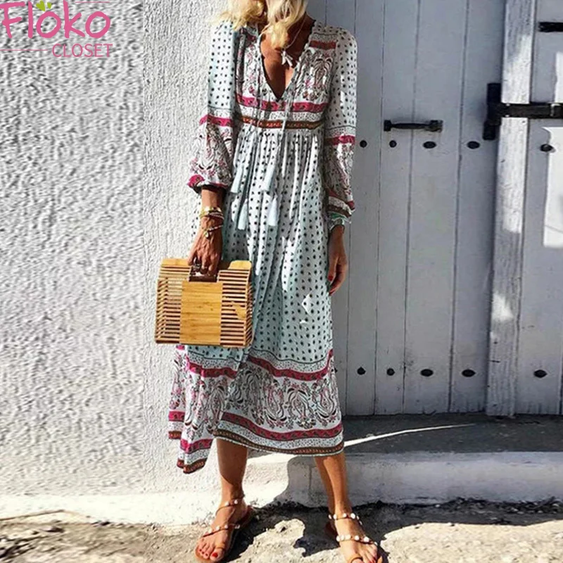 Flokocloset Sexy Deep V Print Bohemian Maxi Dress Long Sleeve Elegant Casual Spring Autumn Tassel Dresses for Women Party
Flokocloset Sexy Deep V Print Bohemian Maxi Dress Long Sleeve Elegant Casual Spring Autumn Tassel Dresses for Women Party