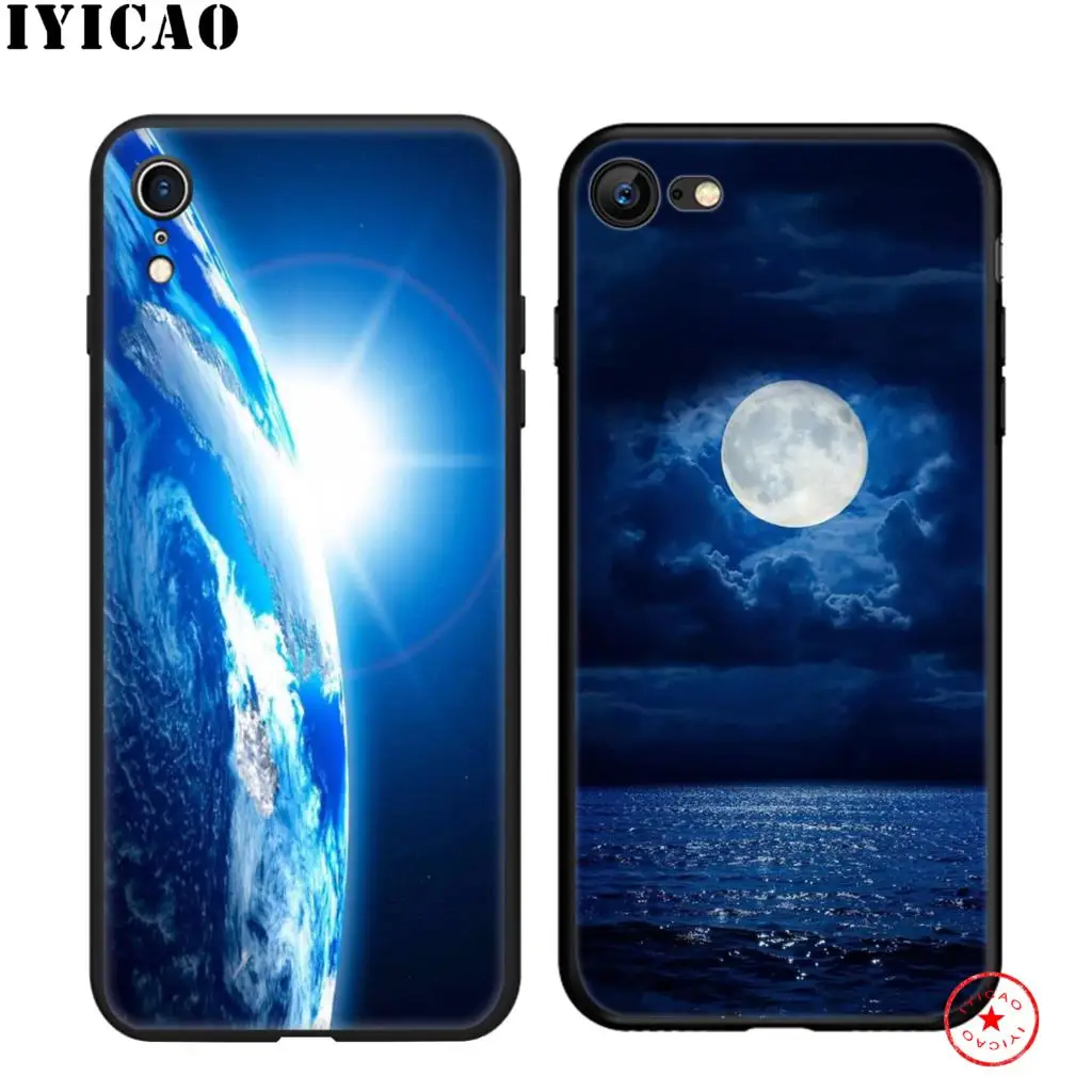 IYICAO арт Звезды Луна планета мягкий черный силиконовый чехол для iPhone 11 Pro Xr Xs Max X