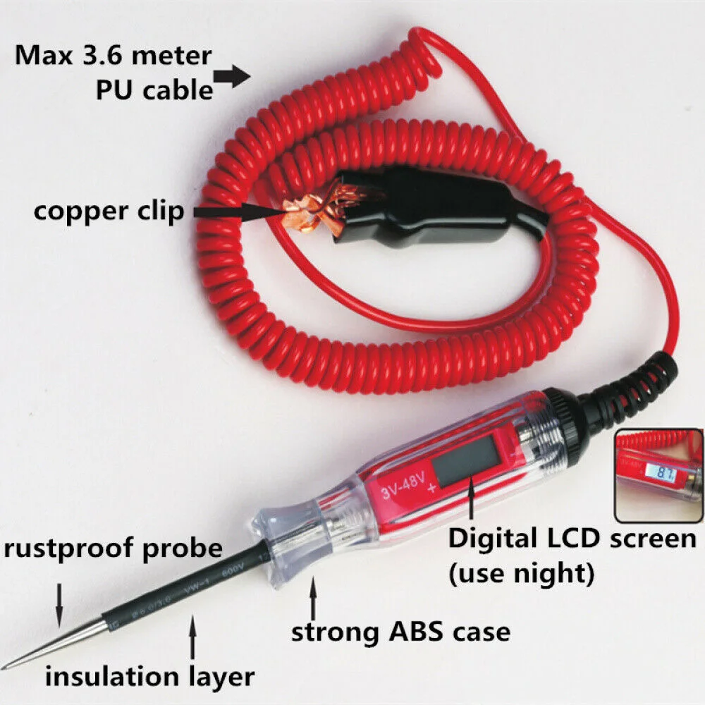 3V~48V Electric Circuit Tester Car Boat Trailer RV 22 x 2.6 x 2.5 cm Hot Sale
3V~48V Electric Circuit Tester Car Boat Trailer RV 22 x 2.6 x 2.5 cm Hot Sale