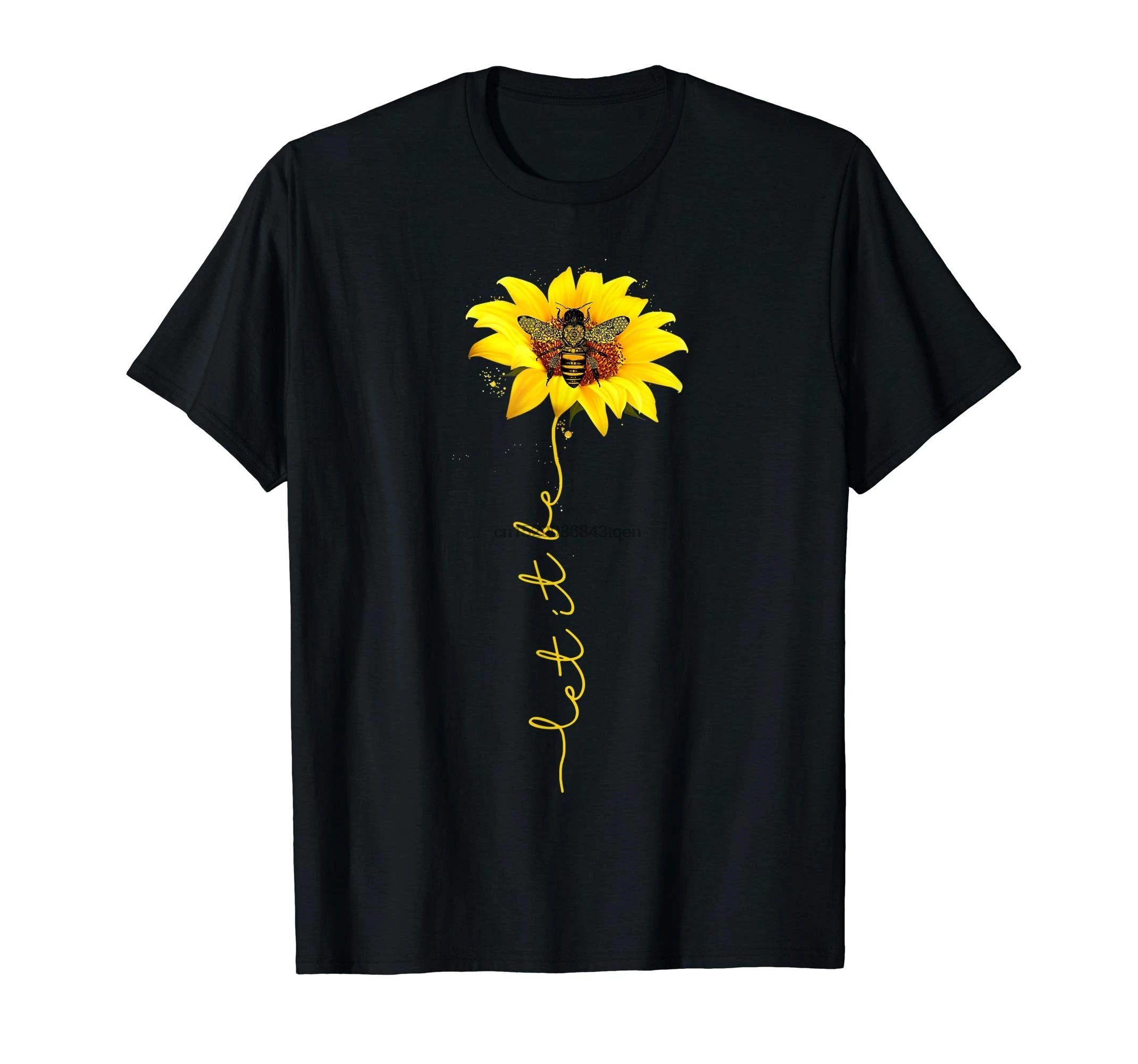 Футболка Let It Bee Sunflower Graphic Футболка-мужская Футболка-черный |