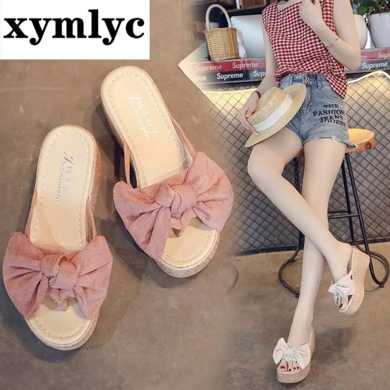 Women's Hemp Slippers Woman Bowtie Thick Bottom Female Solid Platform Shoes Ladies Fashion Summer Outside Footwear
Women's Hemp Slippers Woman Bowtie Thick Bottom Female Solid Platform Shoes Ladies Fashion Summer Outside Footwear