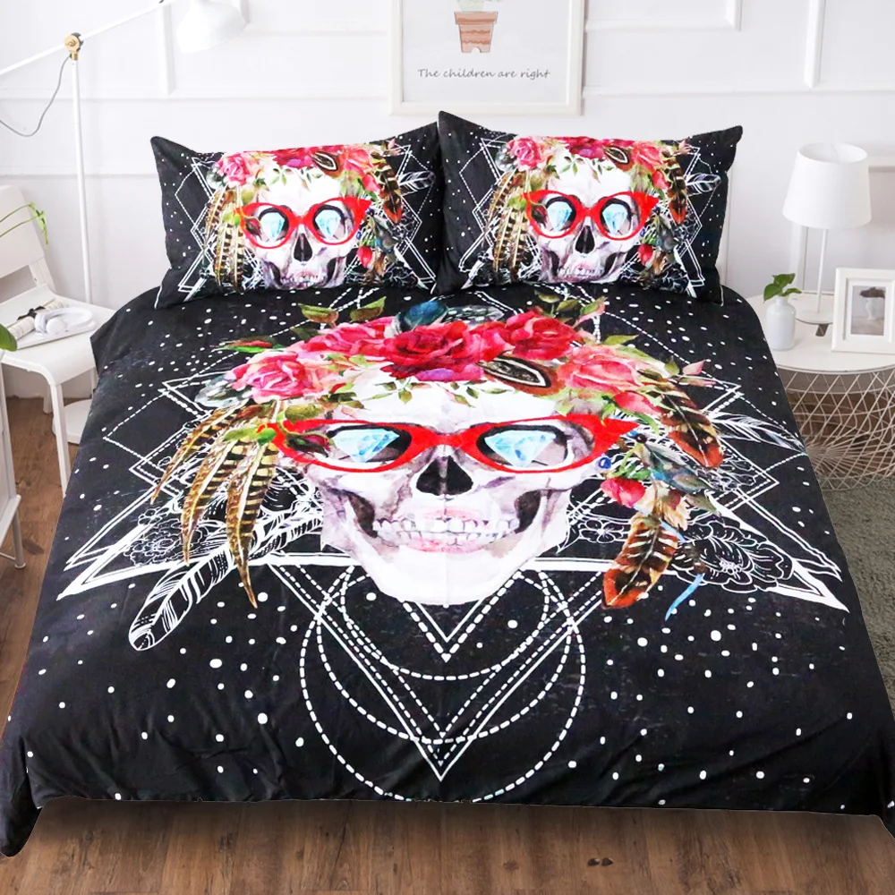 Hipster Skull Pattern Home Textile Quilt Cover with 2 Pillowcase 3D Printing Fashion Bedding 3 Pcs Set and Sheet
Hipster Skull Pattern Home Textile Quilt Cover with 2 Pillowcase 3D Printing Fashion Bedding 3 Pcs Set and Sheet