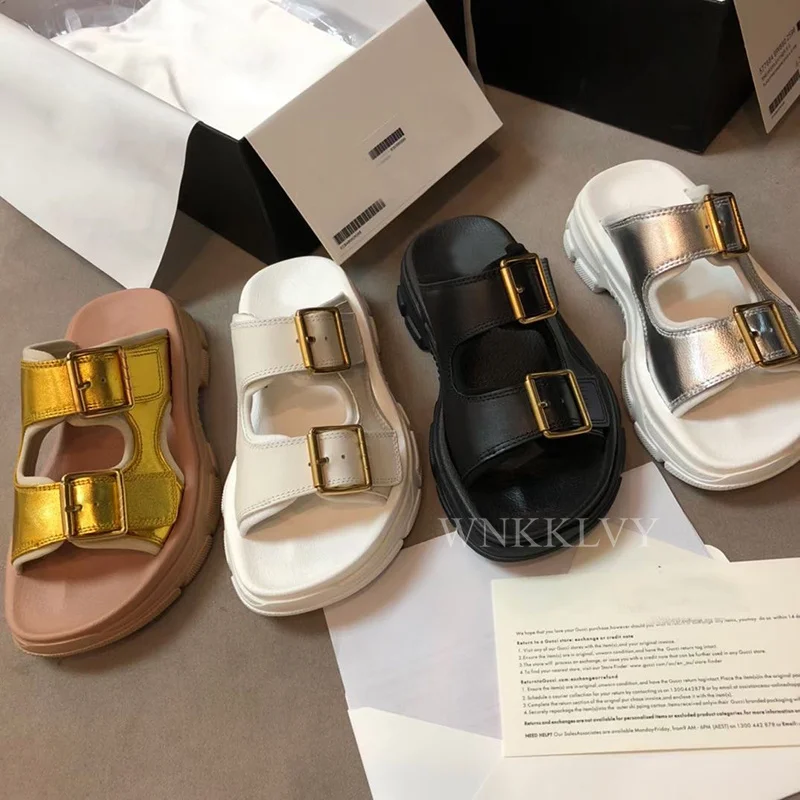 2021 Metal decor sandals Platform Slides Women Summer Flat Thick Sole Casual Slippers Comfort Real Leather Beach Shoes Mules
2021 Metal decor sandals Platform Slides Women Summer Flat Thick Sole Casual Slippers Comfort Real Leather Beach Shoes Mules