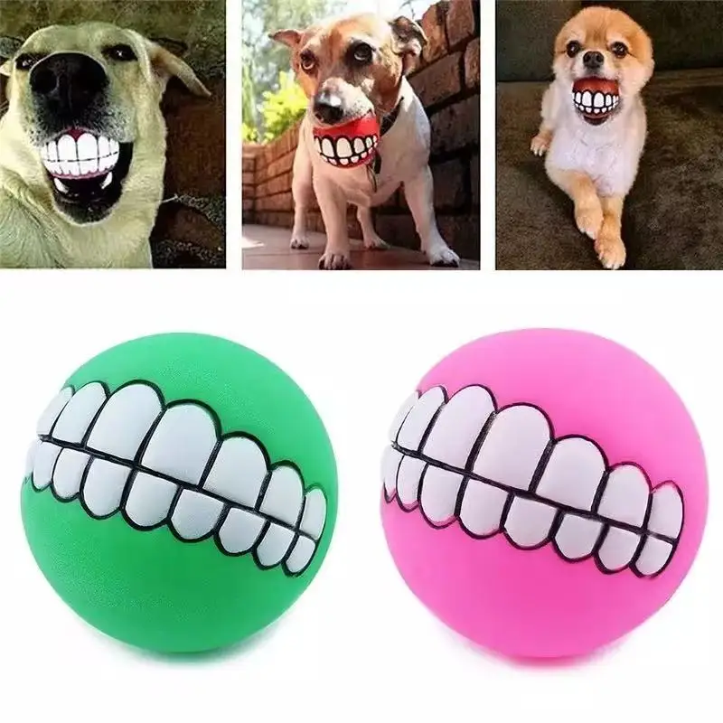 

Pet Dog Ball Teeth Funny Trick Toy Silicone Toy for Dogs Chew Squeaker Squeaky Dog Sound Toys Pet Puppy Toys Interactive Cat Toy
