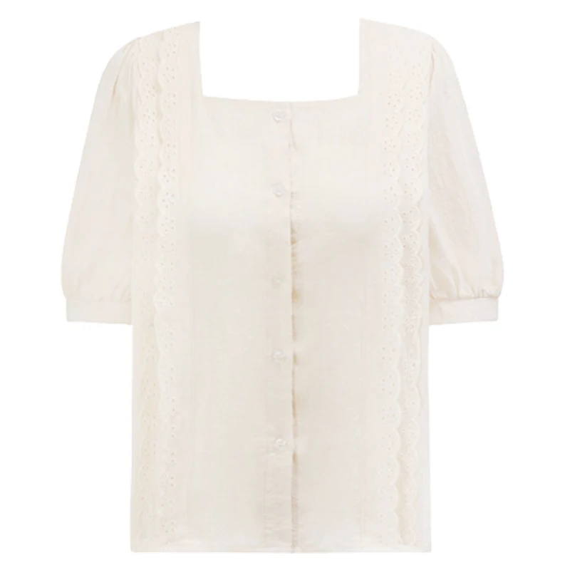 Korean Style Sweet Square Collar Short Sleeve T-shirt Shirt Loose All-Match Lace Girlish Fresh Top 2021 Summer New
Korean Style Sweet Square Collar Short Sleeve T-shirt Shirt Loose All-Match Lace Girlish Fresh Top 2021 Summer New