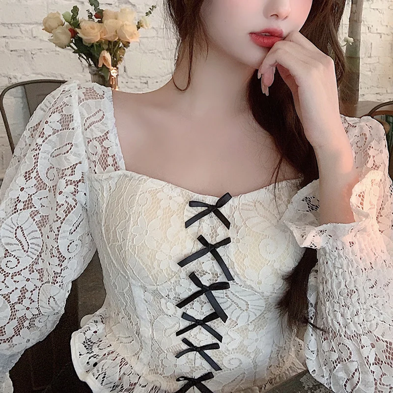 Korean Style Women's Short Lace Shirt Spring Puff Sleeve Top Women Tops And Bloues Vintage Clothes Femme Bluzka Damska Zaraing
Korean Style Women's Short Lace Shirt Spring Puff Sleeve Top Women Tops And Bloues Vintage Clothes Femme Bluzka Damska Zaraing