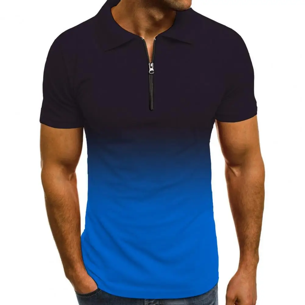 Men Turn-down Collar Gradient Color Pullover Zipper Short Sleeve Summer T-shirt for Party Pullover T-shirt 2021 Summer Blouse
Men Turn-down Collar Gradient Color Pullover Zipper Short Sleeve Summer T-shirt for Party Pullover T-shirt 2021 Summer Blouse