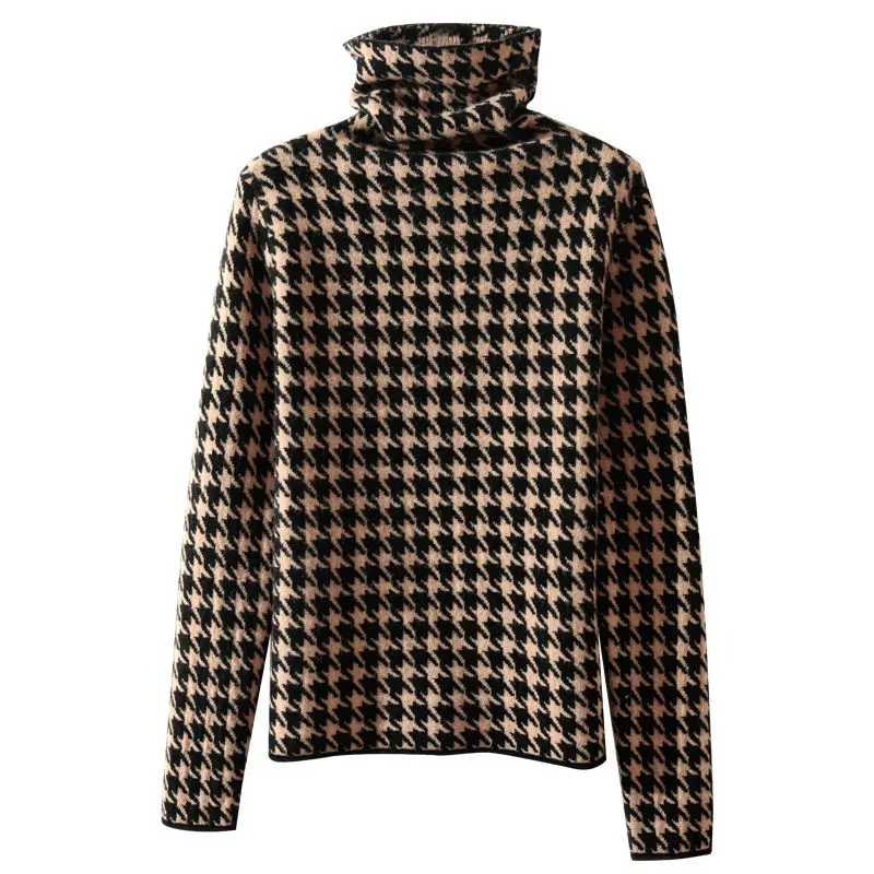 classic thousand bird check pile neck versatile thick turtleneck Pullover women's slim knit base shirt
classic thousand bird check pile neck versatile thick turtleneck Pullover women's slim knit base shirt