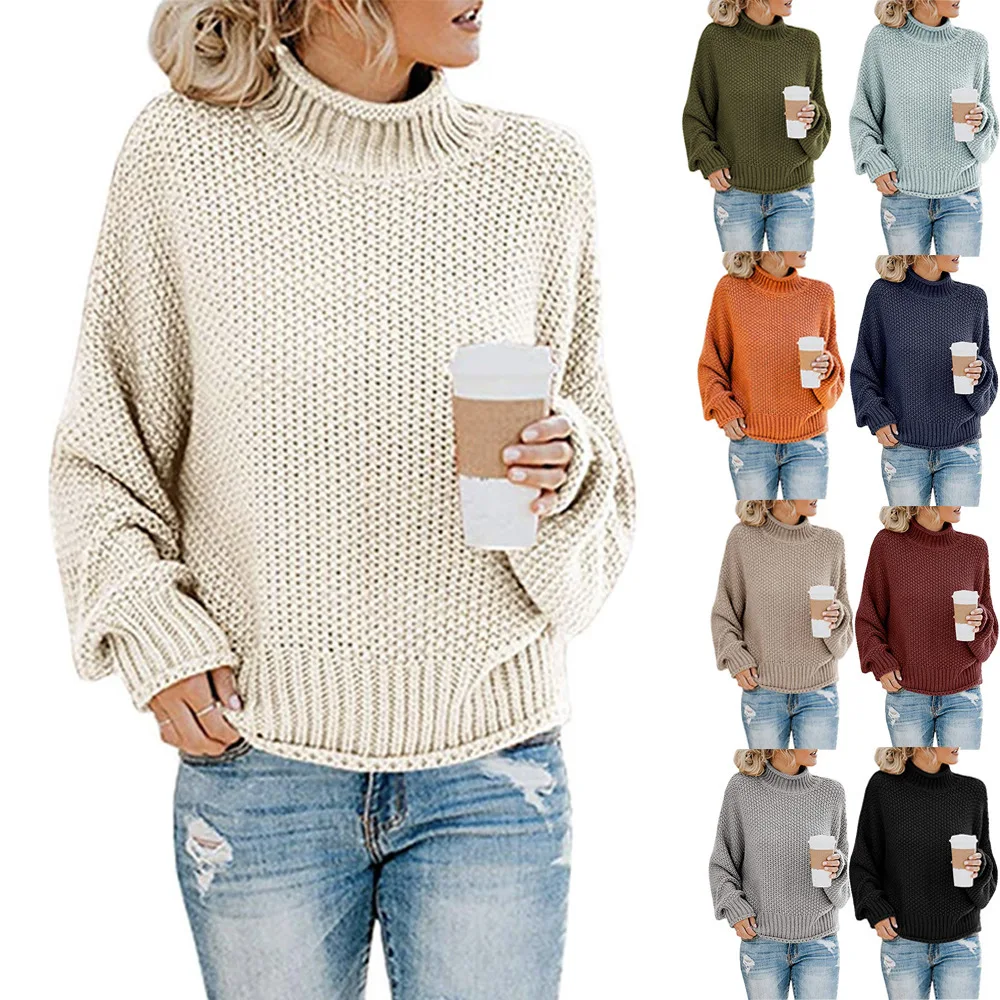 New women's fashion women's casual thick line high neck Pullover Sweater women's long sleeve thick line solid color sweater
New women's fashion women's casual thick line high neck Pullover Sweater women's long sleeve thick line solid color sweater