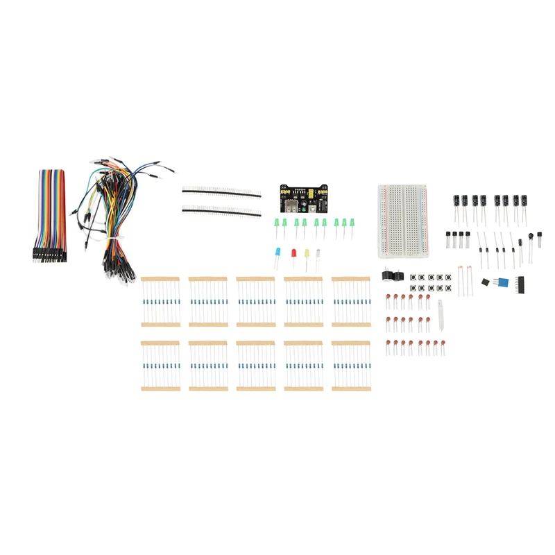 

Набор электронных аксессуаров с макетной панелью, кабелем, резистором, конденсатором, потенциометром (235 элементов) для Arduino, Raspberry Pi