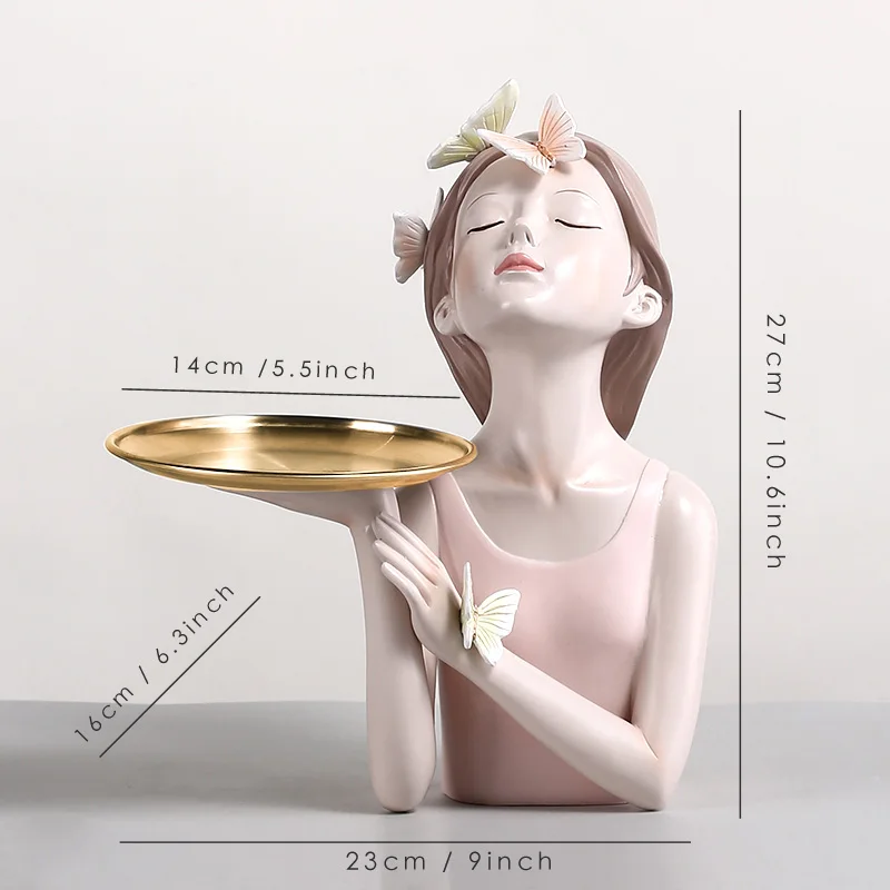 Sculpture Butterfly Fairy Figures Girl Figurines Resin Tabletop Statues Creative Character with Metal Gold Tray Home Decor Gifts
Sculpture Butterfly Fairy Figures Girl Figurines Resin Tabletop Statues Creative Character with Metal Gold Tray Home Decor Gifts
