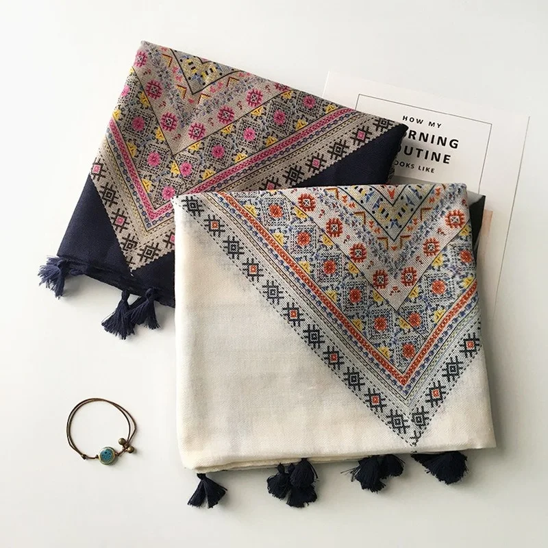 Korean Women's New Diamond Lattice Art Style Square Printing Cotton and Linen Soft Long Silk Scarf Shawl
Korean Women's New Diamond Lattice Art Style Square Printing Cotton and Linen Soft Long Silk Scarf Shawl