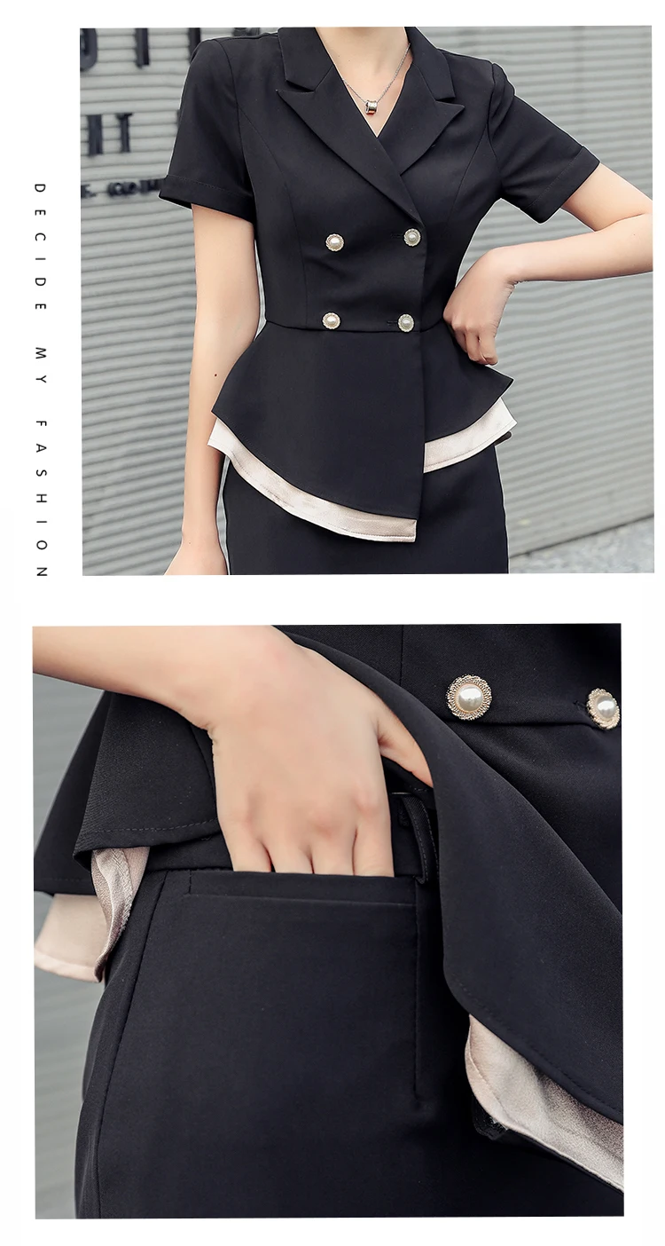 2020 Summer High Quality Black Office Two Piece Sets Outfits Women Double-breasted Tops + Pencil Skirt Suits Fashion Ol Sets
2020 Summer High Quality Black Office Two Piece Sets Outfits Women Double-breasted Tops + Pencil Skirt Suits Fashion Ol Sets