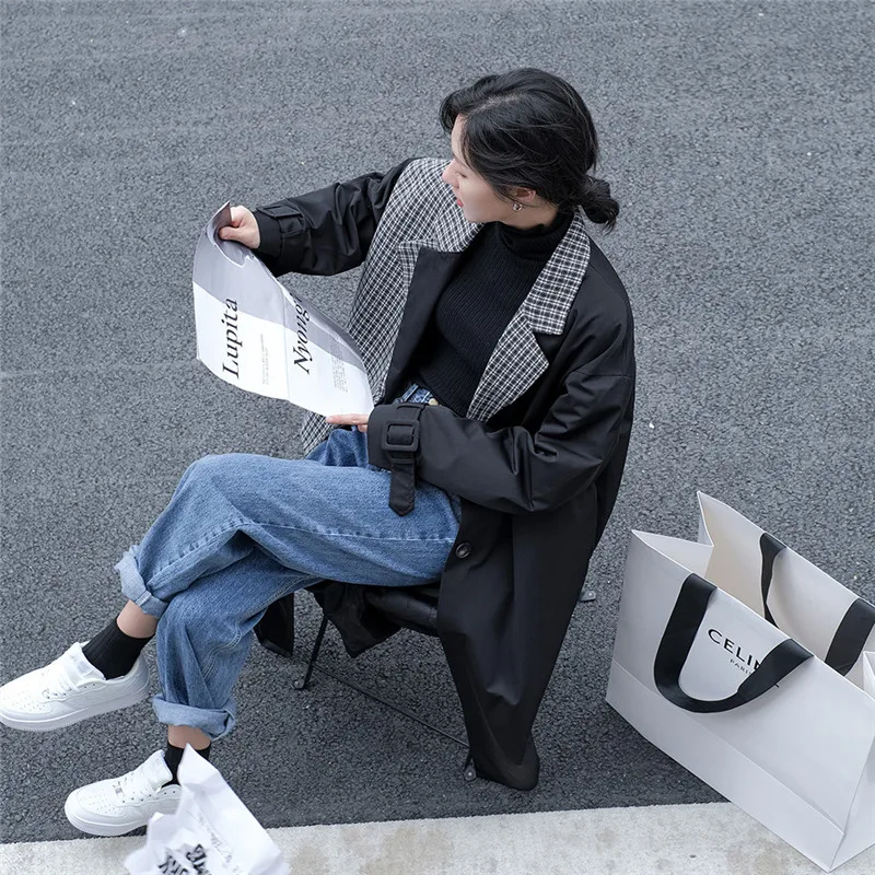 2020 Autumn And Winter New Fashion Houndstooth Stitching And Long Straight Plus Cotton Temperament Windbreaker Jacket FemaleC226
2020 Autumn And Winter New Fashion Houndstooth Stitching And Long Straight Plus Cotton Temperament Windbreaker Jacket FemaleC226