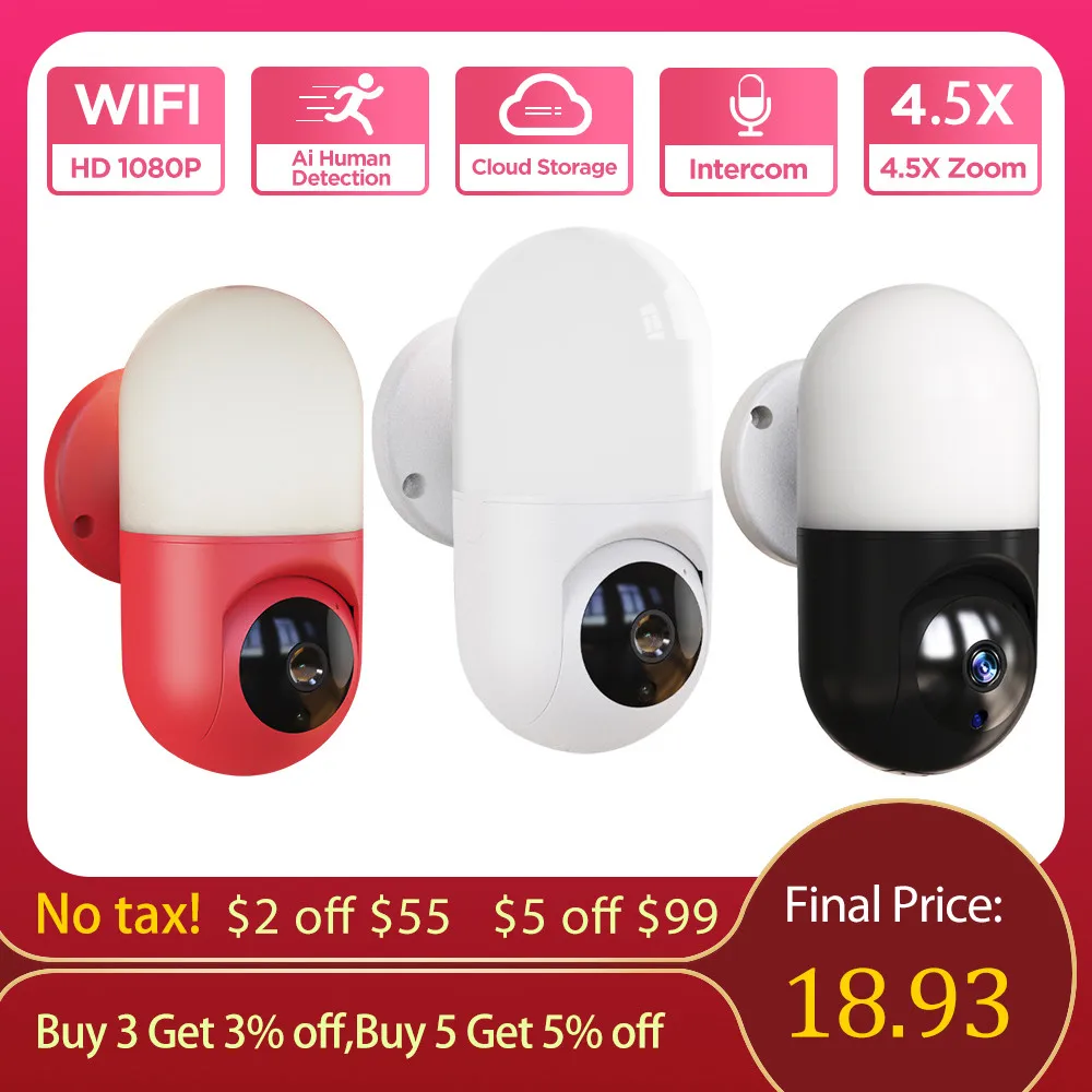 New Wall Lamp HD 2MP WiFi Camera PTZ CCTV Yoosee IP Camera Smart snap Human Detect Security Surveillance 1080P Wi Fi Camera P2P
New Wall Lamp HD 2MP WiFi Camera PTZ CCTV Yoosee IP Camera Smart snap Human Detect Security Surveillance 1080P Wi Fi Camera P2P