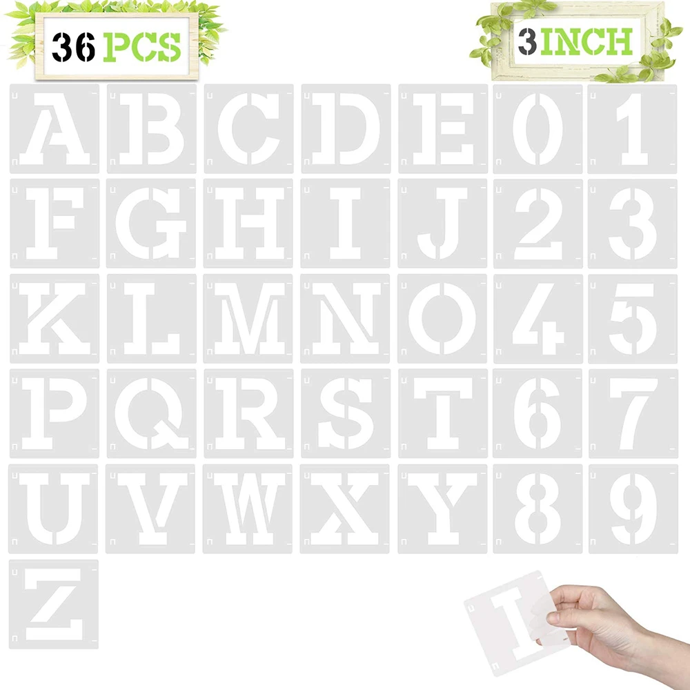 36 Pcs Letter Stencils for Painting on Wood, 3/4/5 inch Reusable Plastic Alphabets and Numbers Stencils with Unique Connection
36 Pcs Letter Stencils for Painting on Wood, 3/4/5 inch Reusable Plastic Alphabets and Numbers Stencils with Unique Connection