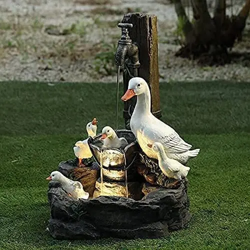 

Садовая белка/утка, питьевой фонтан из смолы, статуя животных, украшения, миниатюрная Ландшафтная модель