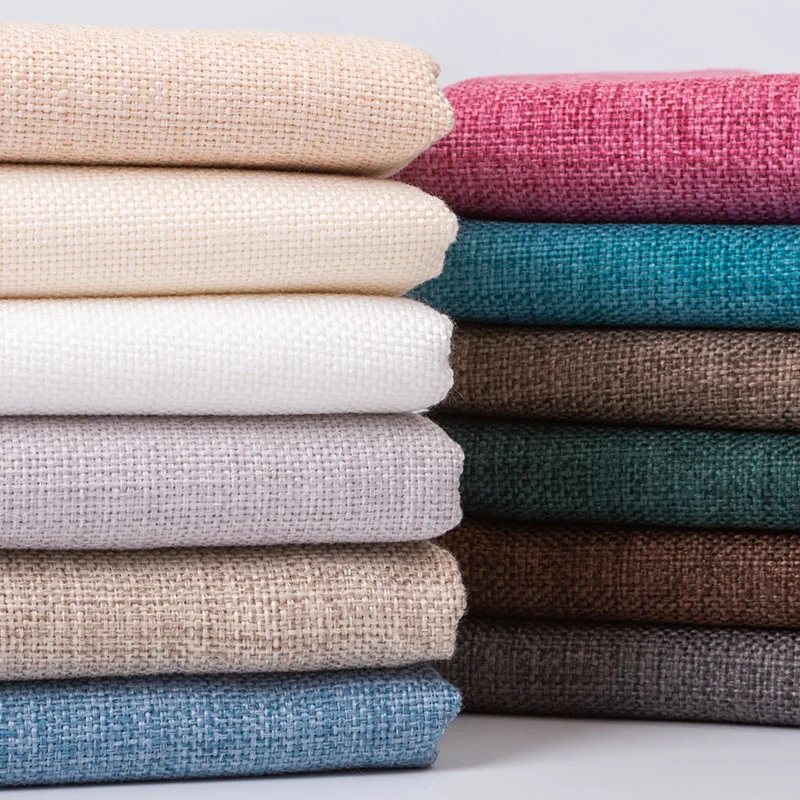 

100x150cm Linen Cotton Fabric Upholstery Plain Fabrics Solid Color Fabric DIY Sewing Sofa Textile Fabrics Coarse Flax Material